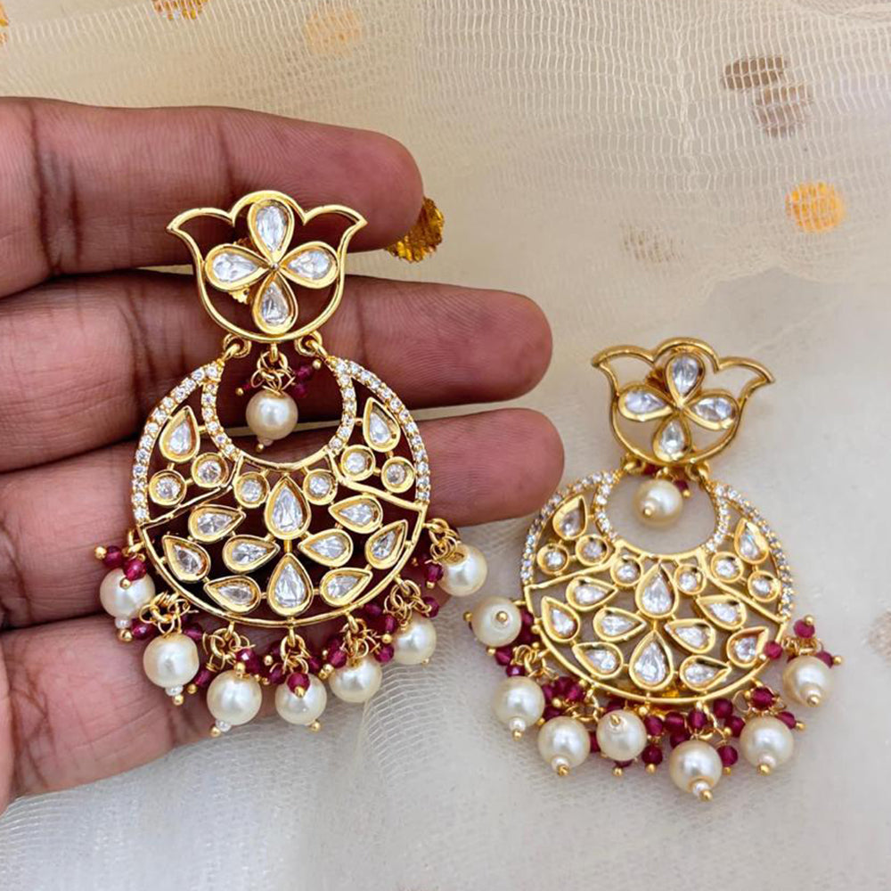Jewel Addiction Designer Polki kundan Stone And Beads Dangler Earrings