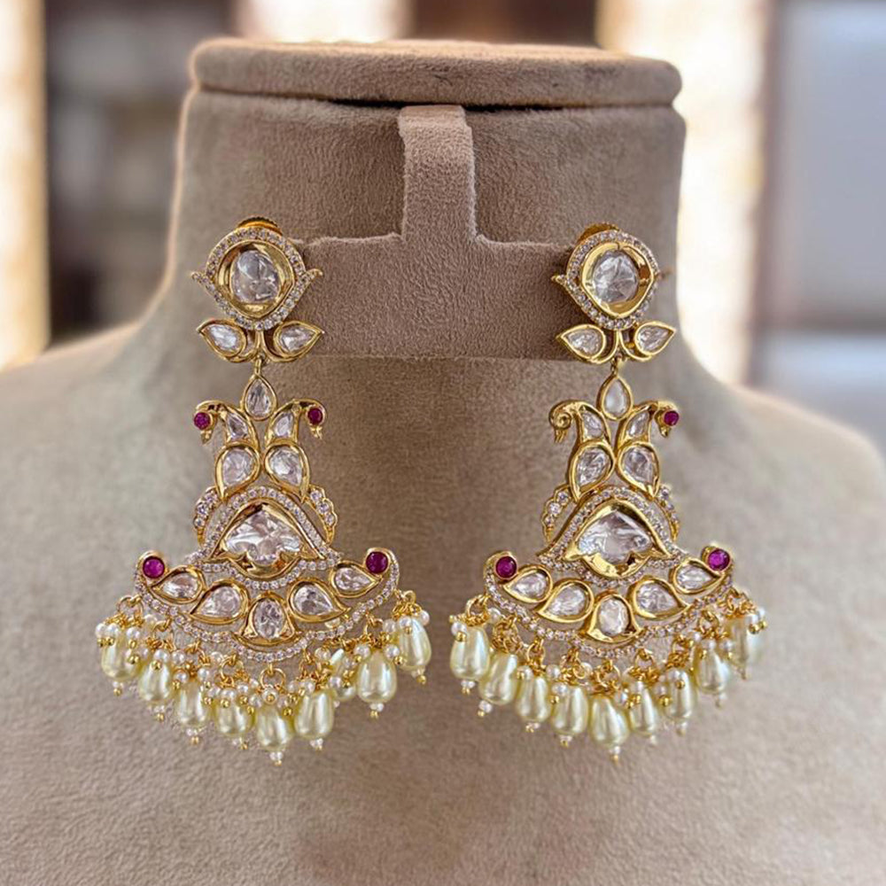 Jewel Addiction Designer Polki kundan Stone And Beads Dangler Earrings
