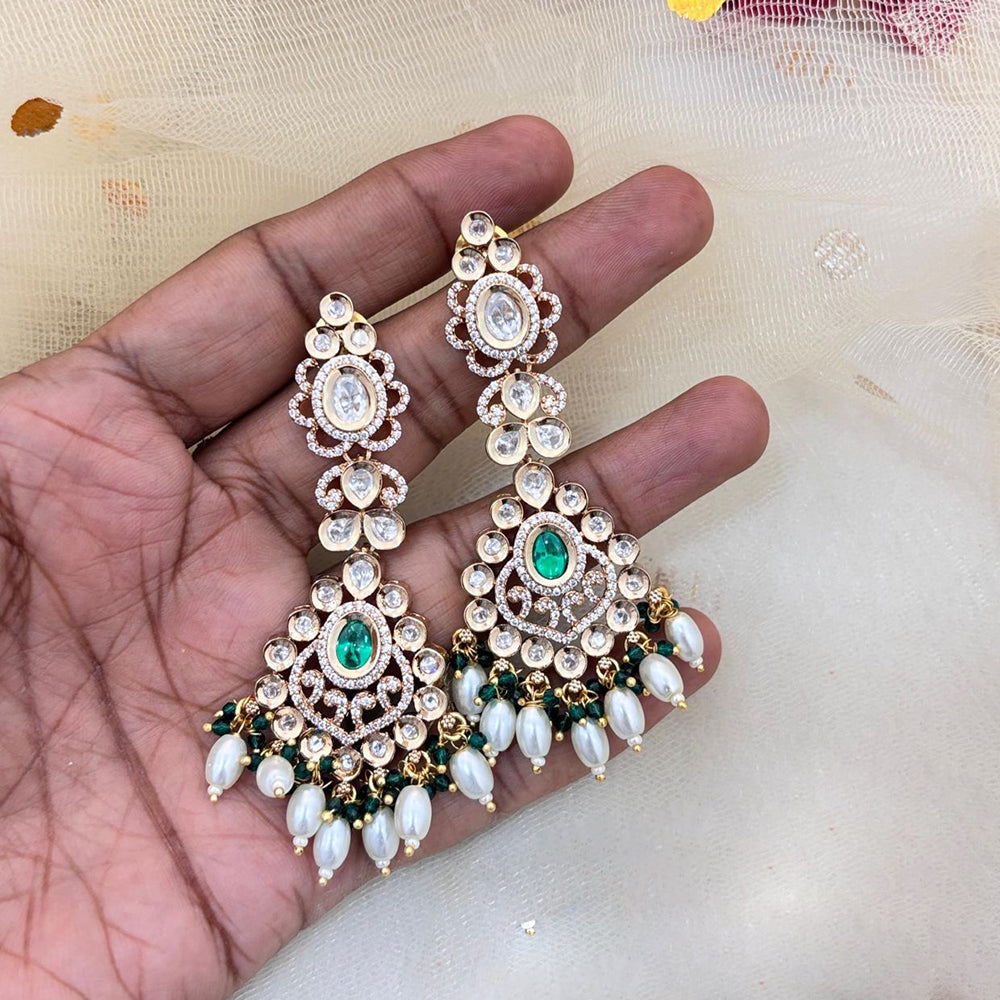Jewel Addiction Designer Polki kundan Stone And Beads Dangler Earrings