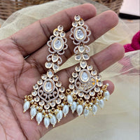Jewel Addiction Designer Polki kundan Stone And Beads Dangler Earrings