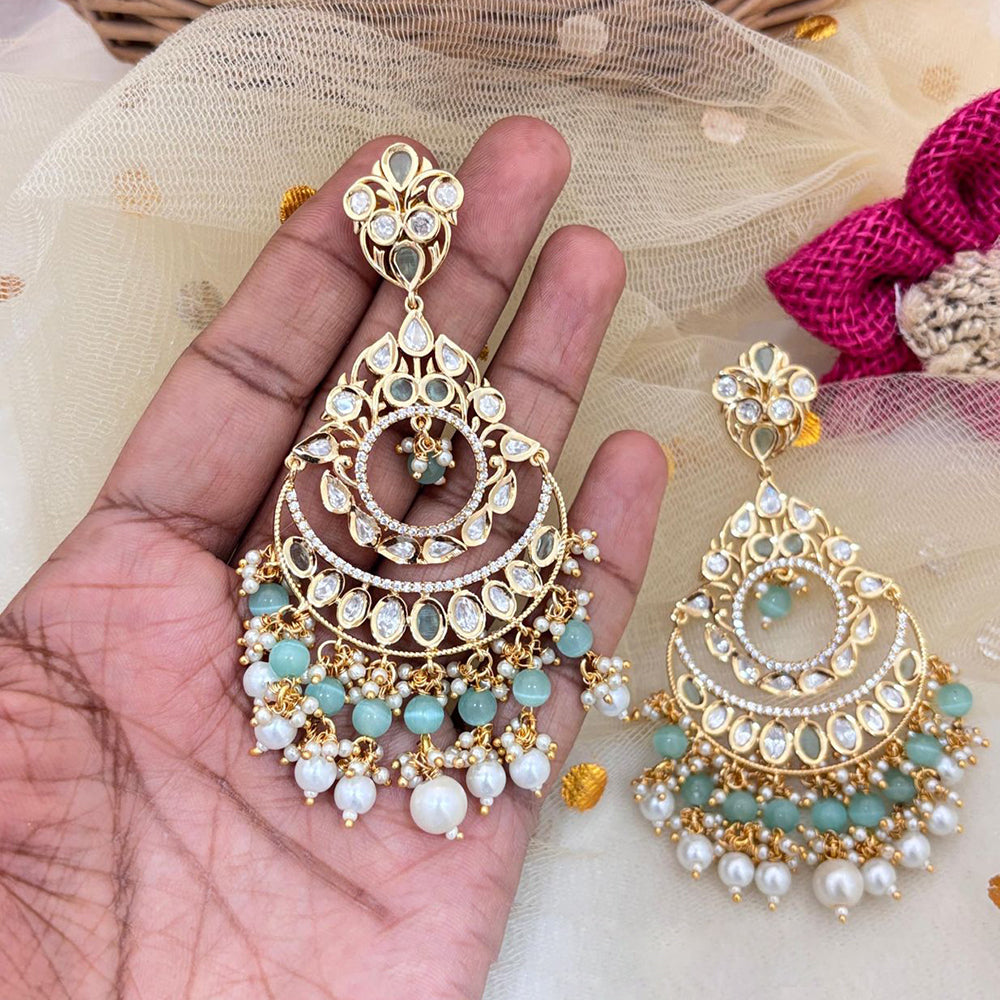 Jewel Addiction Designer Polki kundan Stone And Beads Dangler Earrings