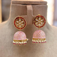 Jewel Addiction Ethnic Polki Kundan Stone And Pearl Meenakari Jhumki Earrings