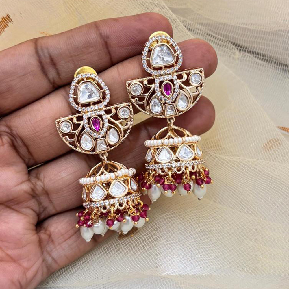 Jewel Addiction Ethnic Polki Kundan Stone And Pearl Designer Jhumki Earrings