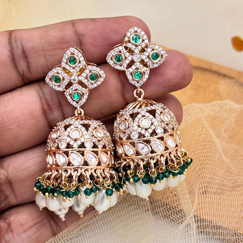 Jewel Addiction Ethnic Polki Kundan Stone And Pearl Designer Jhumki Earrings