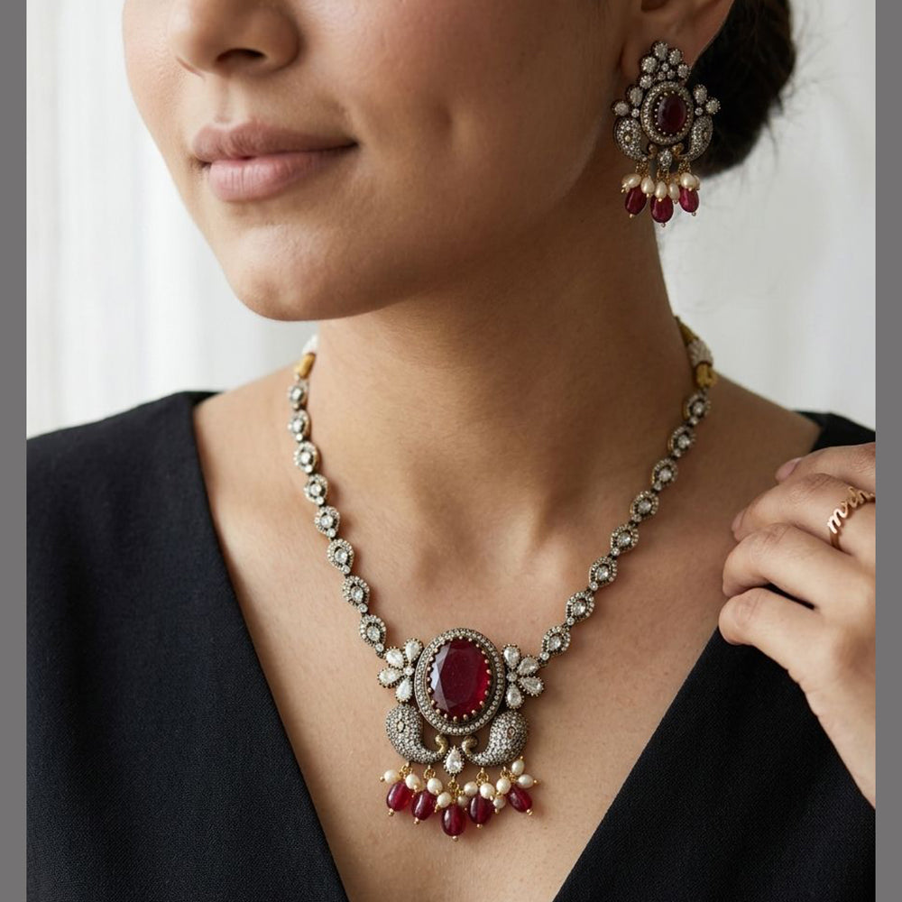 Jewel Addiction Classic Polki Kundan Stone Necklace Set