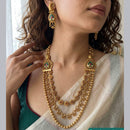 Jewel Addiction Ethnic Pota Stone And Pearl Long Necklace Set