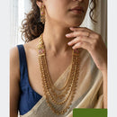 Jewel Addiction Ethnic Pota Stone And Pearl Long Necklace Set