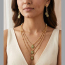 Jewel Addiction Ethnic Pota Stone And Pearl Triple Layer Necklace Set