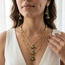 Jewel Addiction Ethnic Pota Stone And Pearl Multi Layer Necklace Set