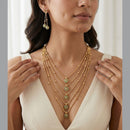 Jewel Addiction Ethnic Pota Stone And Pearl Multi Layer Necklace Set