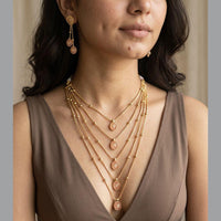 Jewel Addiction Ethnic Pota Stone And Pearl Multi Layer Necklace Set