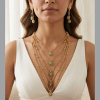 Jewel Addiction Ethnic Pota Stone And Pearl Multi Layer Necklace Set