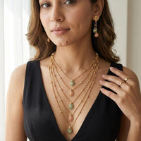 Jewel Addiction Ethnic Pota Stone And Pearl Multi Layer Necklace Set