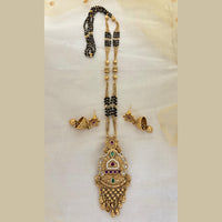 Jewel Addiction Pota Stone And Pearl Designer Black Beads Mangalsutra