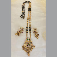 Jewel Addiction Pota Stone And Pearl Designer Black Beads Mangalsutra