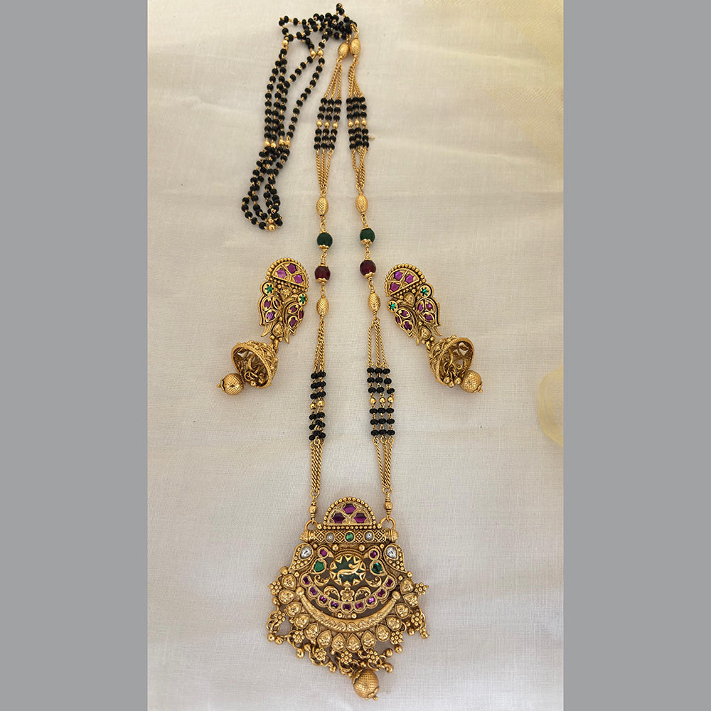 Jewel Addiction Pota Stone And Pearl Designer Black Beads Mangalsutra