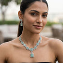 Jewel Addiction Rhodium Plated Classic American Diamond Necklace Set