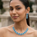 Jewel Addiction Rhodium Plated Classic American Diamond Necklace Set