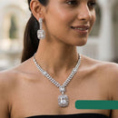 Jewel Addiction Rhodium Plated Classic American Diamond Necklace Set