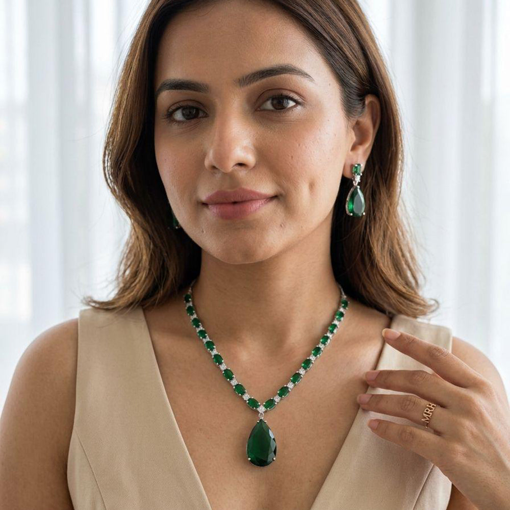 Jewel Addiction Classic American Diamond Necklace Set
