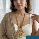 Jewel Addiction Premium Pota Stone And Pearl Long Necklace Set