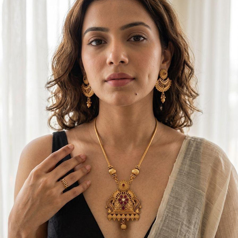 Jewel Addiction Traditional Pota Stone And Beads Necklace Set