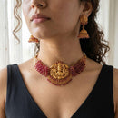 Jewel Addiction Traditional Pota Stone And Pearl Temple Choker Necklace Set