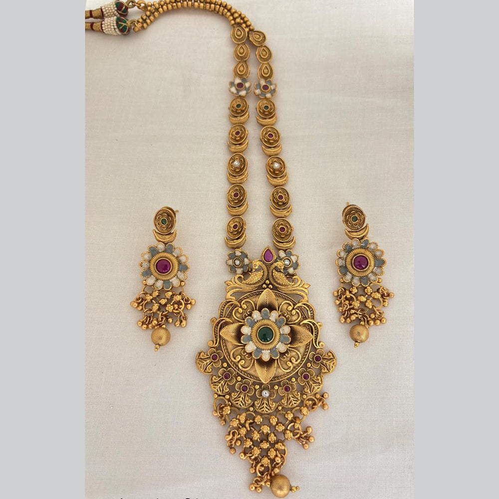 Jewel Addiction Traditional Pota Stone And Beads Meenakari Necklace Set