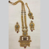Jewel Addiction Traditional Pota Stone And Beads Meenakari Necklace Set