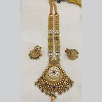 Jewel Addiction Traditional Pota Stone And Beads Meenakari Long Necklace Set