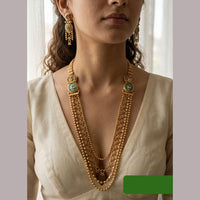 Jewel Addiction Traditional Pota Stone And Beads Long Necklace Set