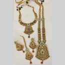 Jewel Addiction Statement Pota Stone And Pearl Meenakari Double Necklace Set 