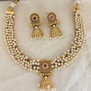 Jewel Addiction Premium Pota Stone And Pearl Necklace Set