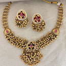 Jewel Addiction Premium Pota Stone And Pearl Necklace Set