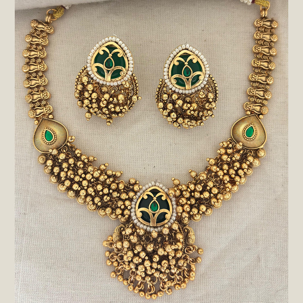 Jewel Addiction Premium Pota Stone And Pearl Necklace Set