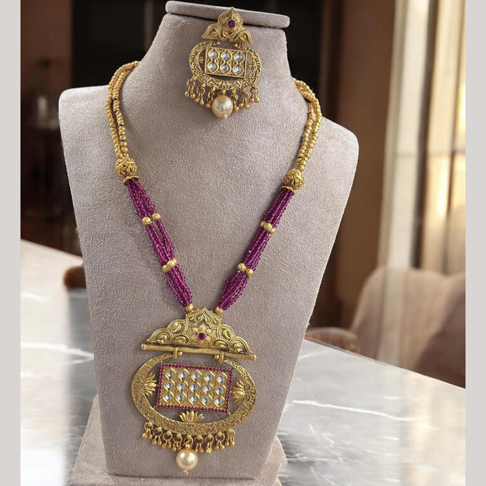 Jewel Addiction Traditional Pota Stone And Beads Long Necklace Set