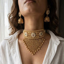 Jewel Addiction Traditional Pota Stone And Pearl Choker Necklace Set