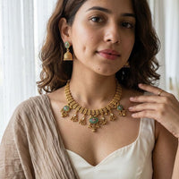 Jewel Addiction Traditional Pota Stone And Pearl Necklace Set