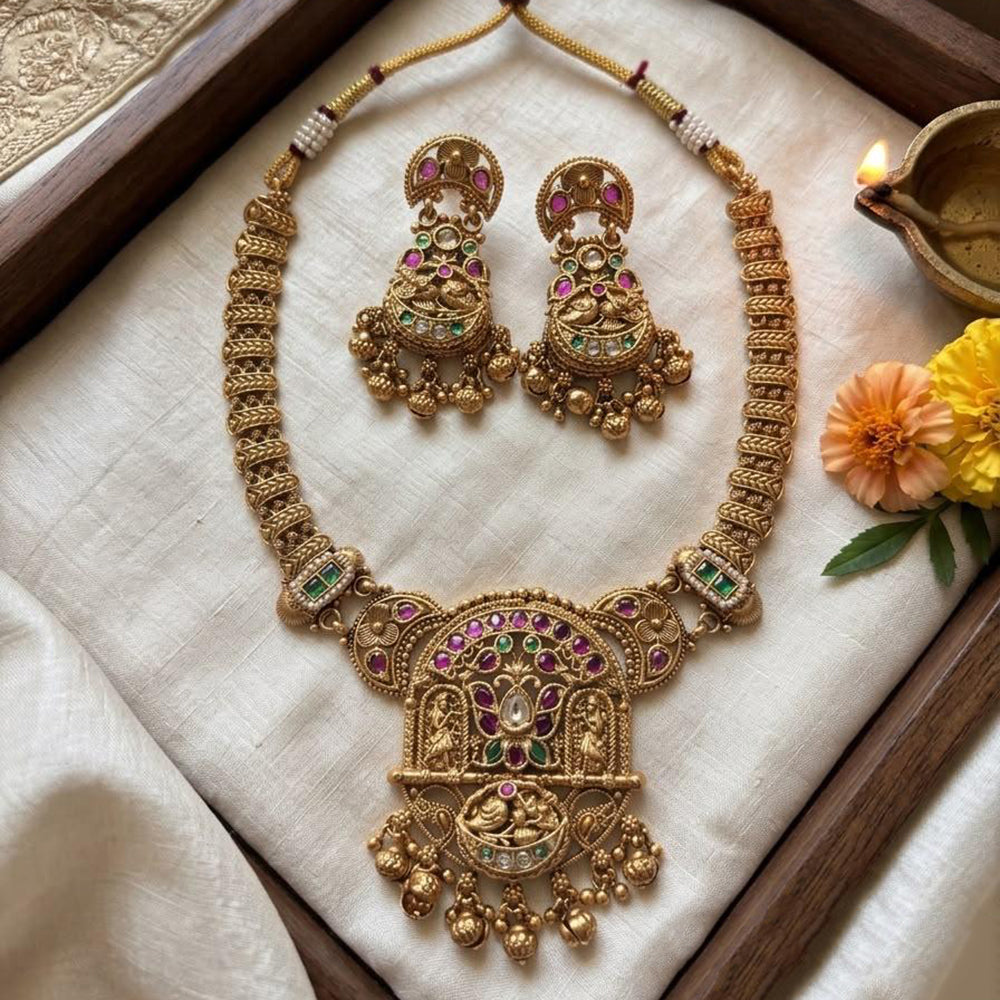 Jewel Addiction Traditional Pota Stone And Pearl Necklace Set