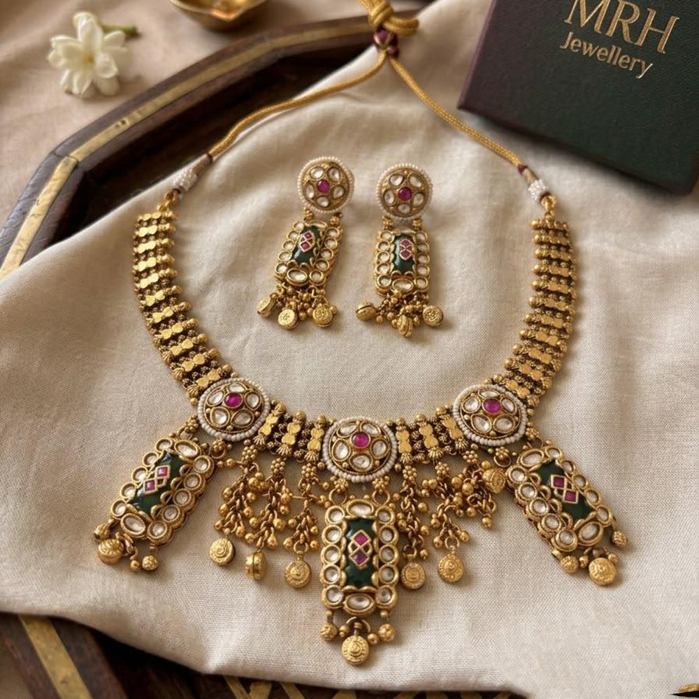 Jewel Addiction Traditional Pota Stone And Pearl Necklace Set