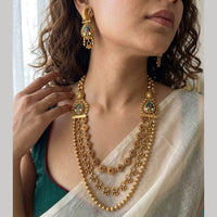 Jewel Addiction Designer Pota Stone And Beaded Long Necklace Set for Women
