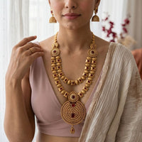 Jewel Addiction Designer Pota Stone And Beaded Long Necklace Set for Women