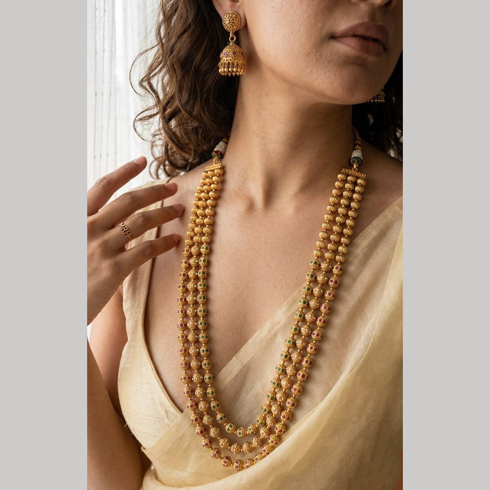 Jewel Addiction Designer Pota Stone And Beaded Long Necklace Set for Women