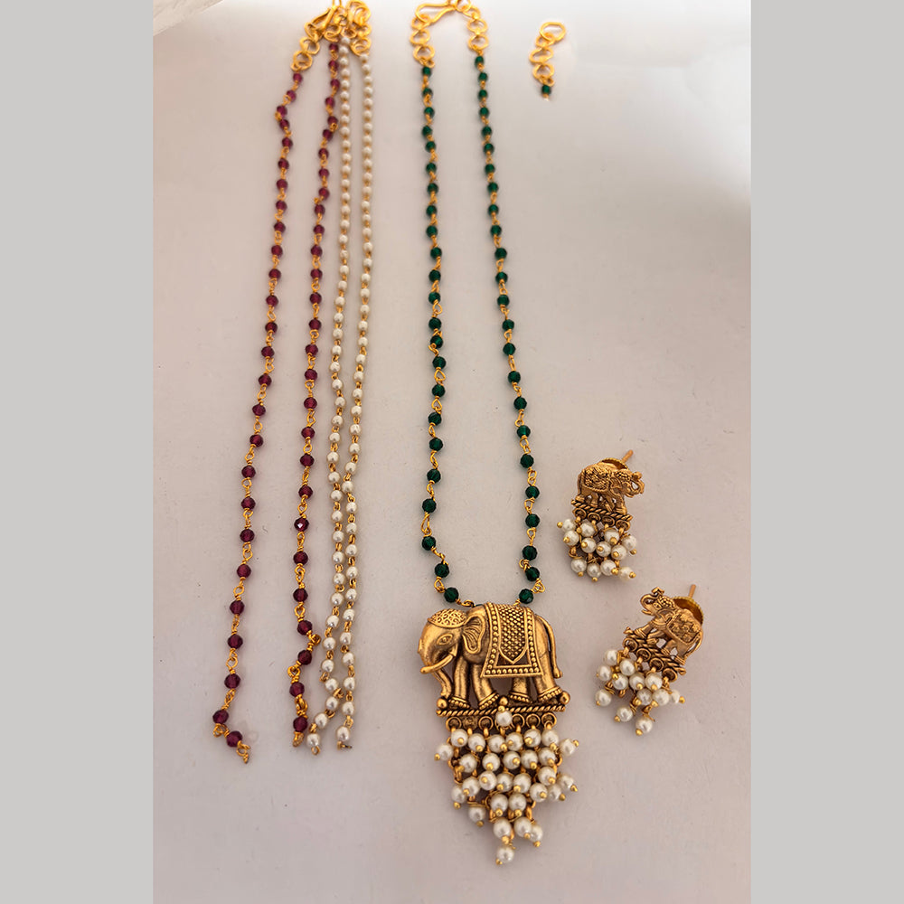 Jewel Addiction Designer Elephant And Pearl Necklace Set for Women