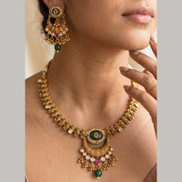 Jewel Addiction Gold Plated Traditional Pota Kundan Stone Necklace Set