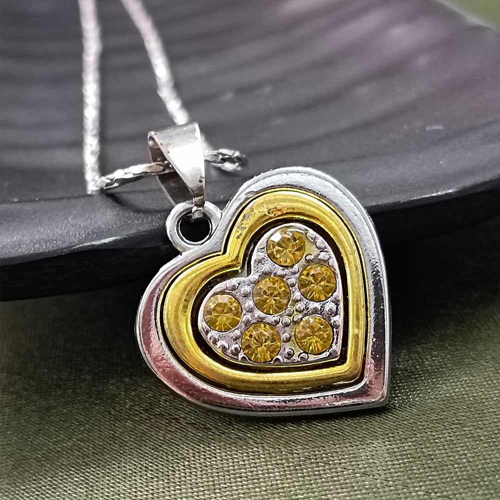 Urthn Heart Shape Austrian Stone Chain Pendant (Pack Of 6)