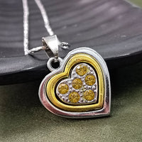 Urthn Heart Shape Austrian Stone Chain Pendant (Pack Of 6)