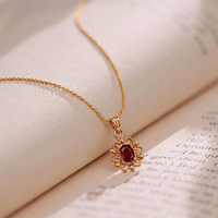 Urthn Crystal Stone Chain Pendant For Women/ Girls(Pack of 12)