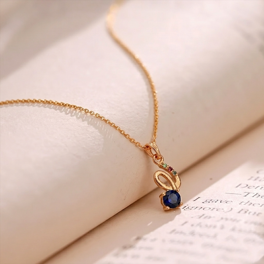 Urthn Gold Plated Assorted Colors Stylish Chain Pendant For Women & Girls (Pack of 12)
