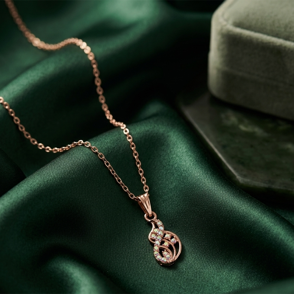 Urthn Rose Gold Plated Chain Pendant For Women and Girls(Pack of 6)